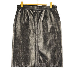Vintage Midway Black Leather Pencil Skirt Size 12 Made in Korea High-Waist...